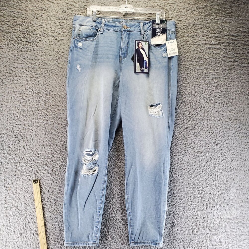 Sound/Style Jeans Womens Size 14 Blue Jamie Ankle Skinny Distressed Vintage *NWT